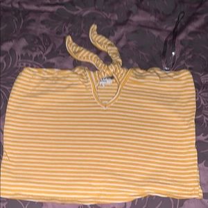 Yellow/white strip crop top